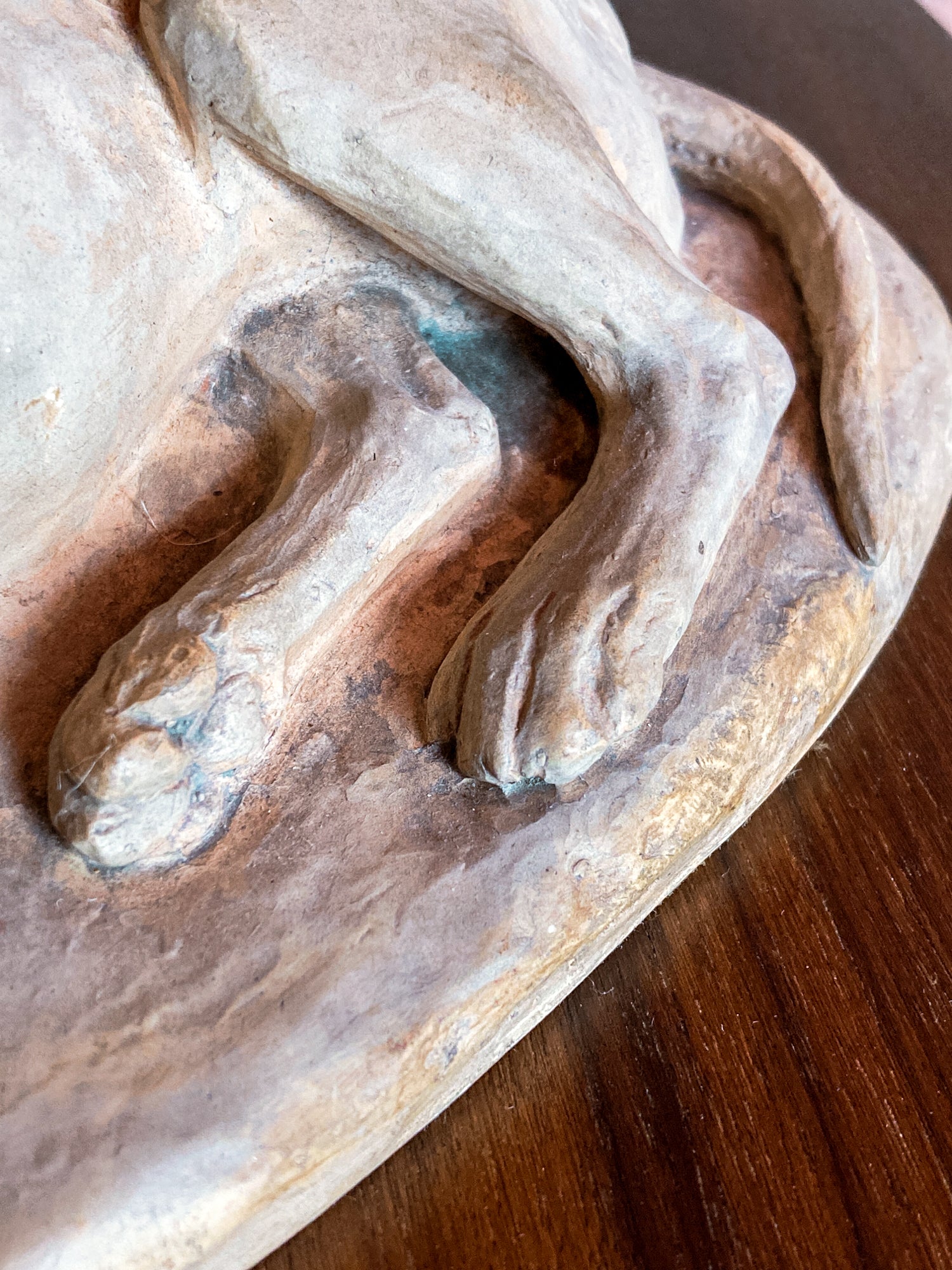 Antique Lauritz Jensen Terracotta Recumbent Great Dane Dog Sculpture