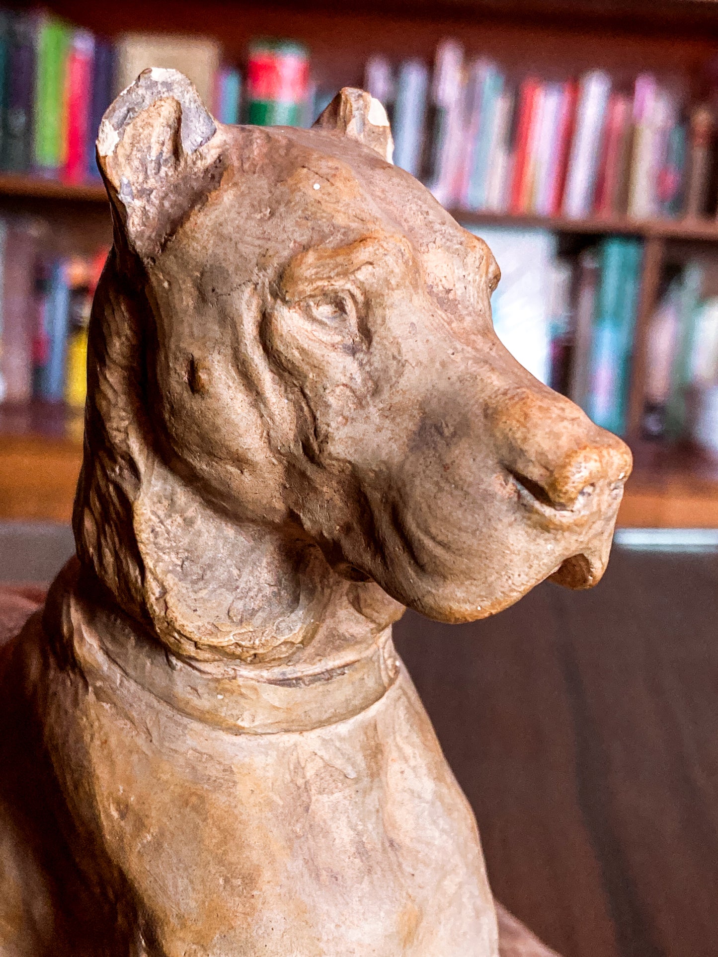 Antique Lauritz Jensen Terracotta Recumbent Great Dane Dog Sculpture