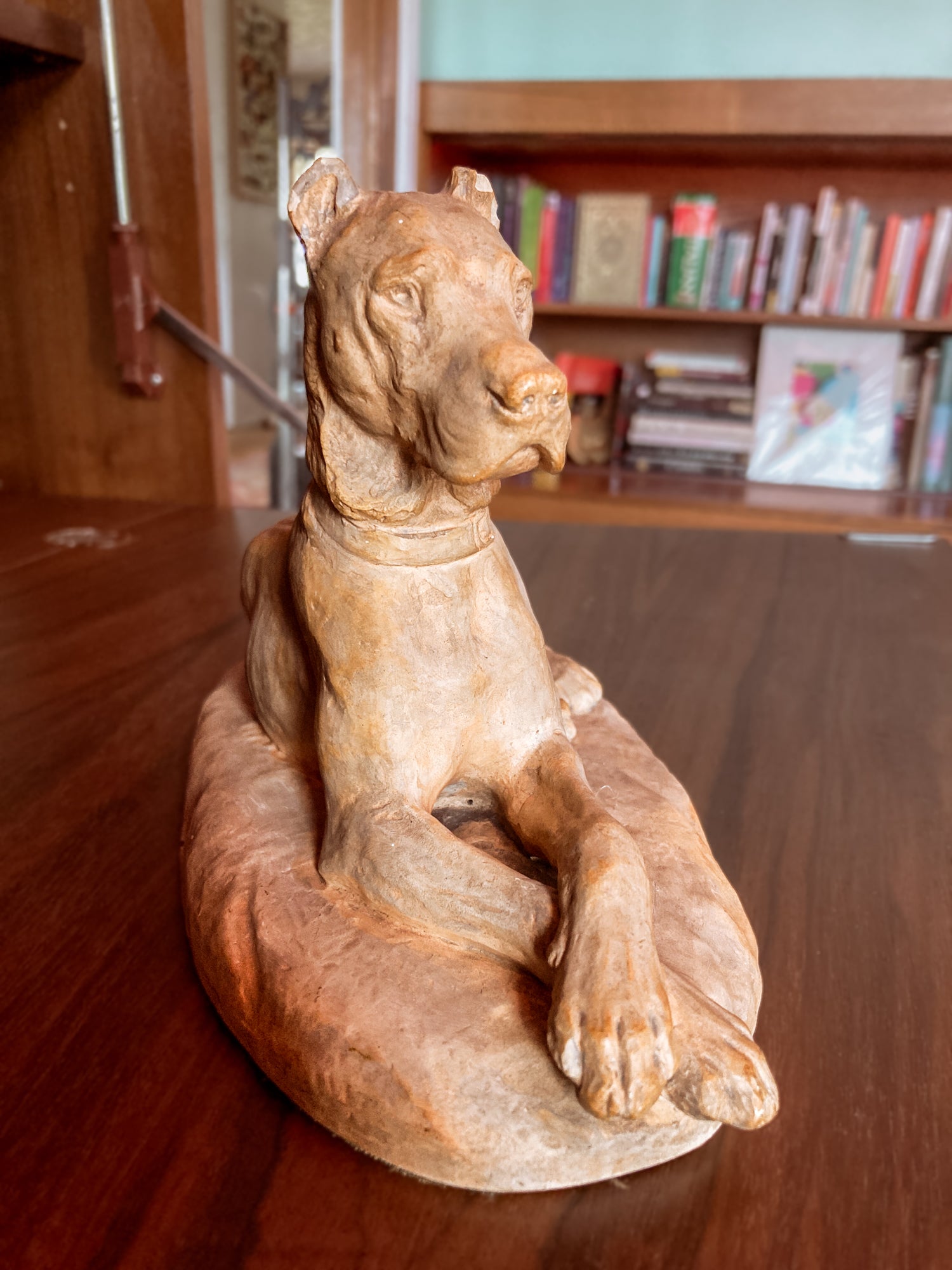 Antique Lauritz Jensen Terracotta Recumbent Great Dane Dog Sculpture