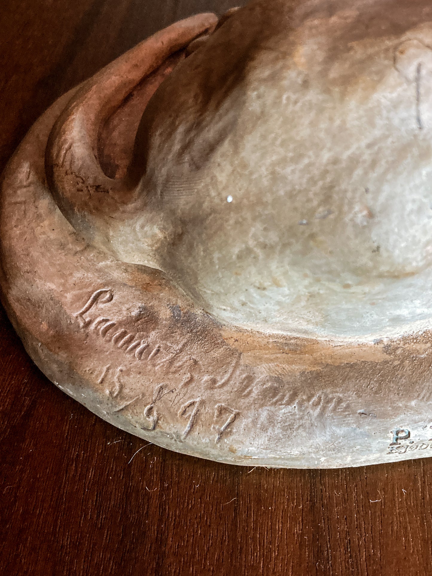 Antique Lauritz Jensen Terracotta Recumbent Great Dane Dog Sculpture