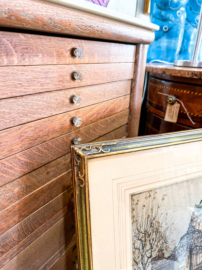 Antique Luigi Kasimir (1881-1967) Vienna Palace Gate Framed Color Etching Print