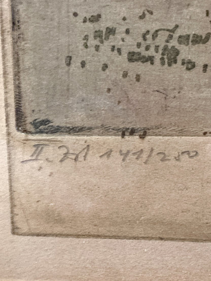 Antique Luigi Kasimir (1881-1967) Vienna Palace Gate Framed Color Etching Print