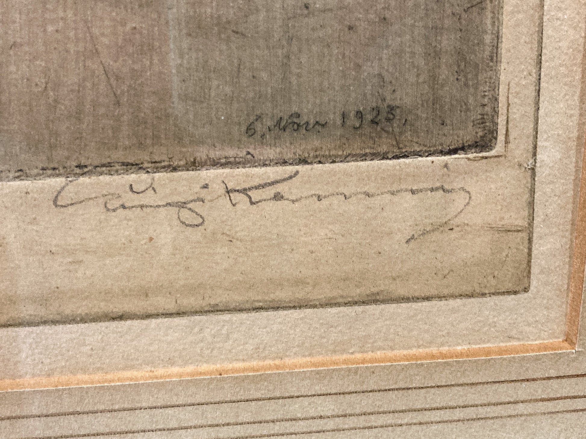 Antique Luigi Kasimir (1881-1967) Vienna Palace Gate Framed Color Etching Print