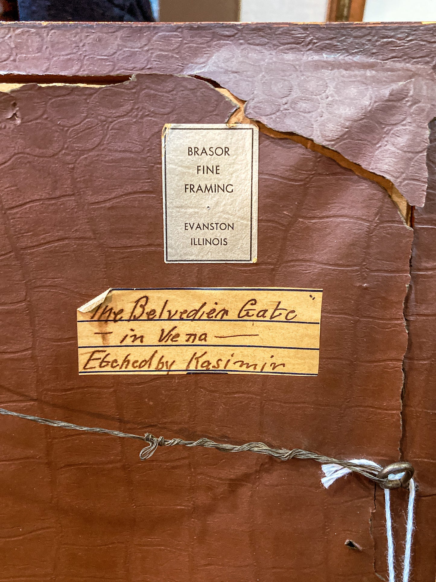 Antique Luigi Kasimir (1881-1967) Vienna Palace Gate Framed Color Etching Print