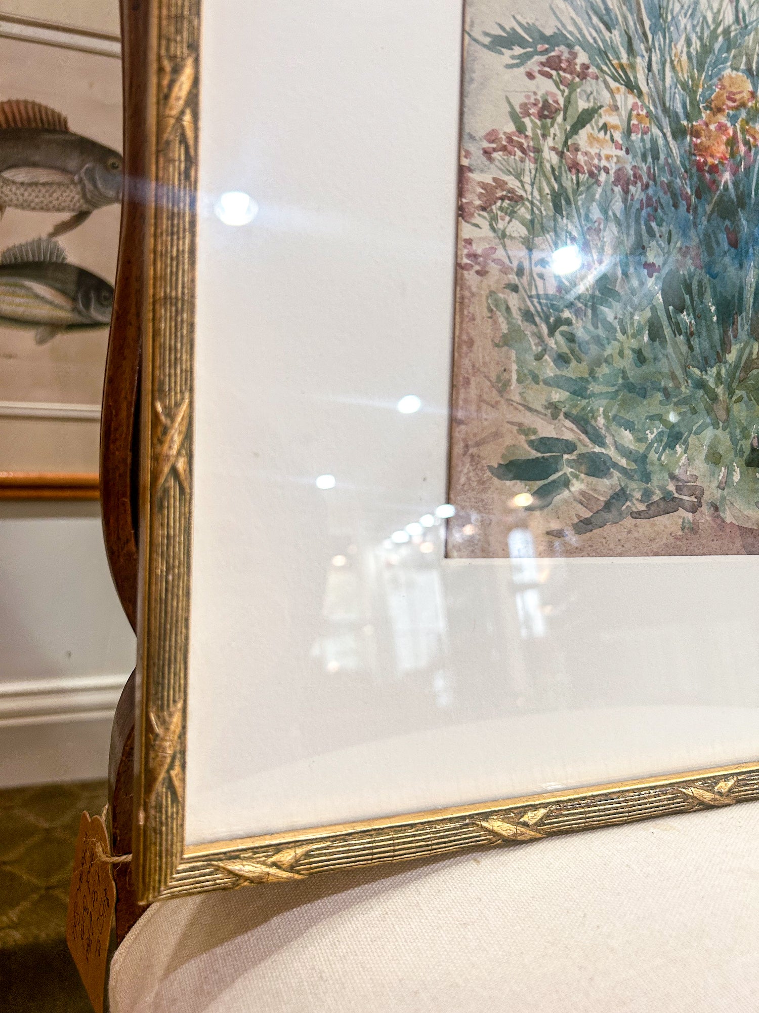 Vintage Matilda Browne (1869-1947) Floral Garden Framed Watercolor Painting