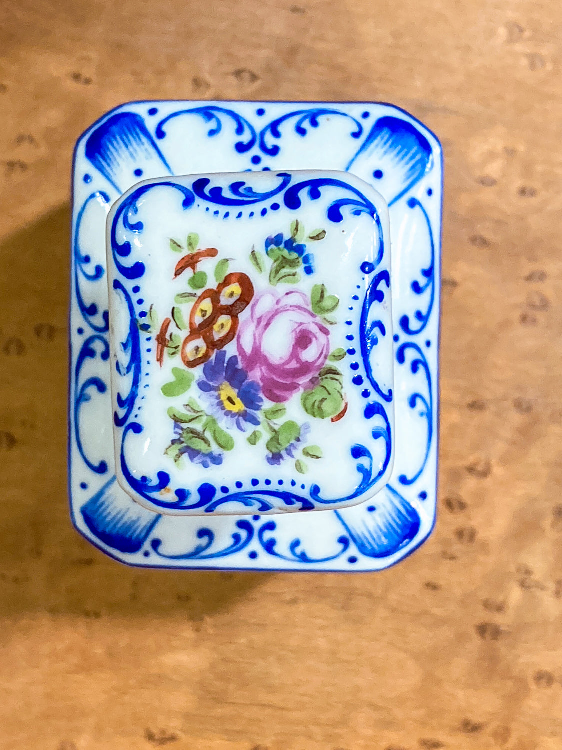 Antique Pair Hand Painted Floral French Porcelain Scent Fragrance Bottles