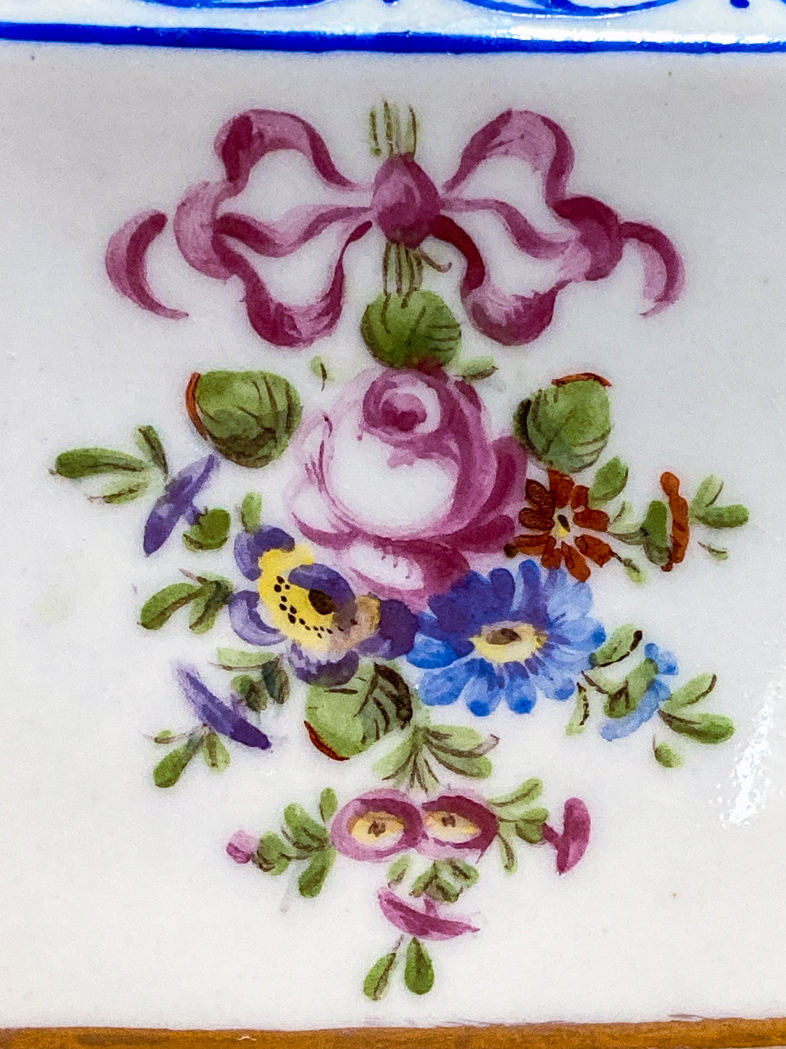 Antique Pair Hand Painted Floral French Porcelain Scent Fragrance Bottles