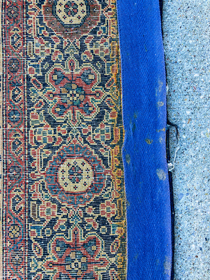 Antique 1920s Possibly Mohtasham Kashan Persian 6x4ft Woven Wool Rug Back Side