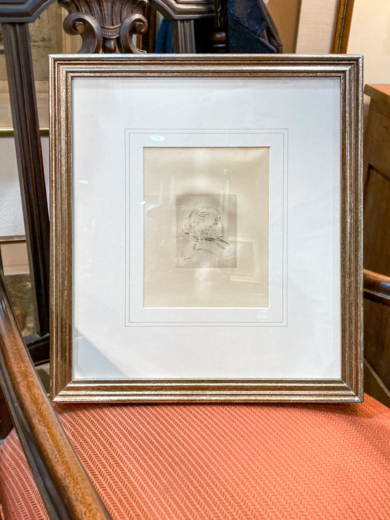 Antique Original Pierre Auguste Renoir (1841-1919) Berthe Morisot Framed Etching