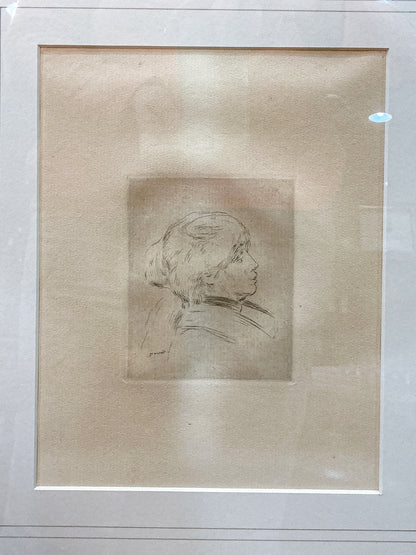 Antique Original Pierre Auguste Renoir (1841-1919) Berthe Morisot Framed Etching