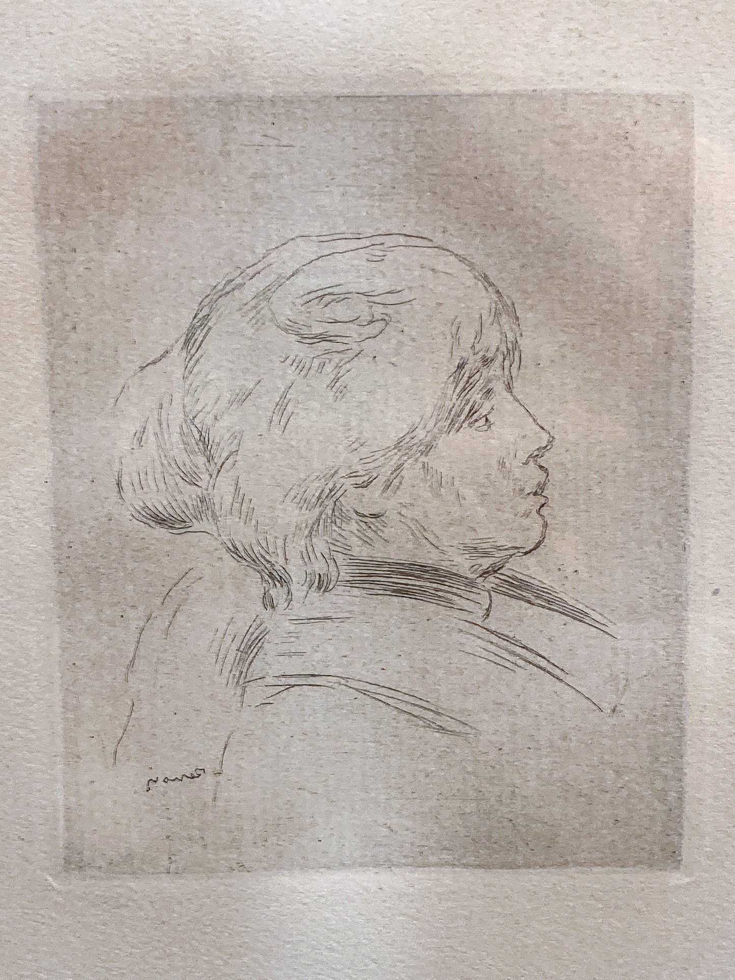 Antique Original Pierre Auguste Renoir (1841-1919) Berthe Morisot Framed Etching