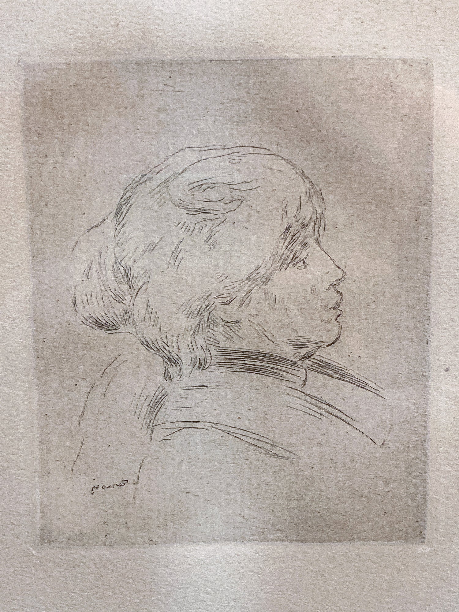 Antique Original Pierre Auguste Renoir (1841-1919) Berthe Morisot Framed Etching