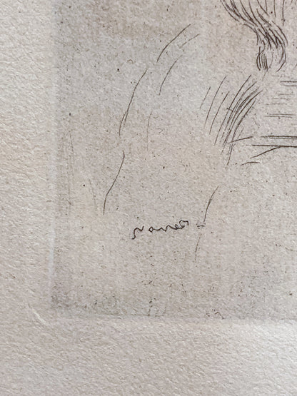 Antique Original Pierre Auguste Renoir (1841-1919) Berthe Morisot Framed Etching