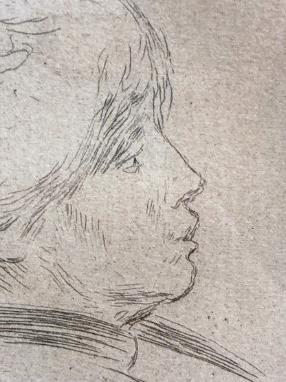 Antique Original Pierre Auguste Renoir (1841-1919) Berthe Morisot Framed Etching