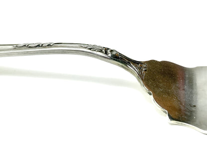 Antique Poppy Flower Pattern Baker Manchester Co Sterling Silver Cold Meat Serving Fork white background