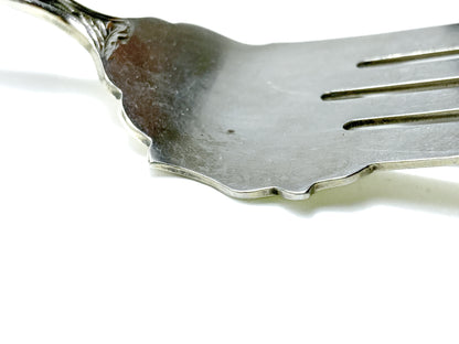 Antique Poppy Flower Pattern Baker Manchester Co Sterling Silver Cold Meat Serving Fork white background