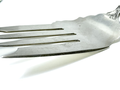 Antique Poppy Flower Pattern Baker Manchester Co Sterling Silver Cold Meat Serving Fork white background