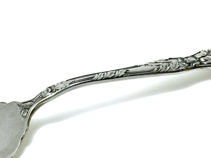 Antique Poppy Flower Pattern Baker Manchester Co Sterling Silver Cold Meat Serving Fork white background