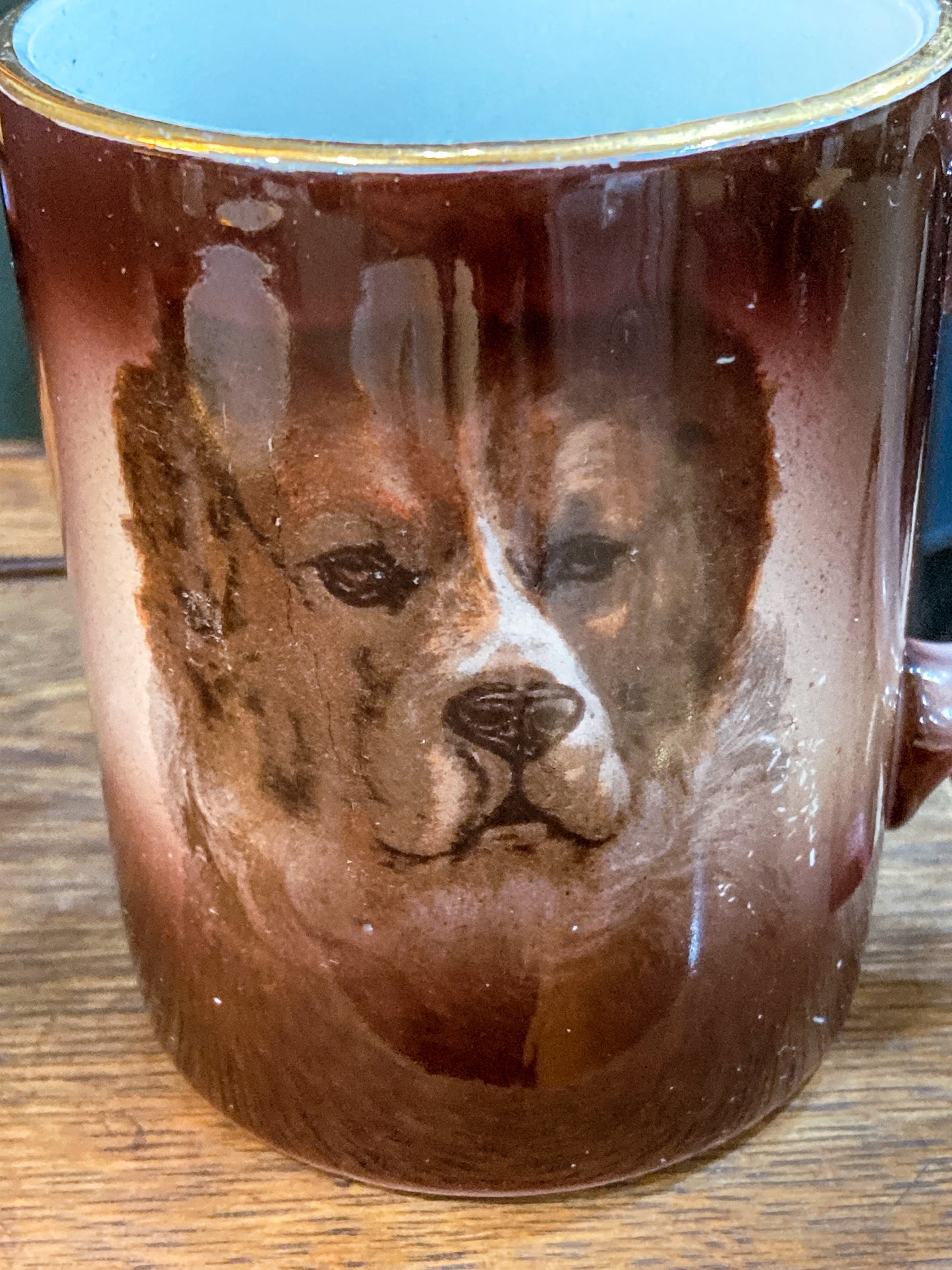 Antique Various Dog Portrait Dresden Transferware Six Mug Pitcher Cider Set