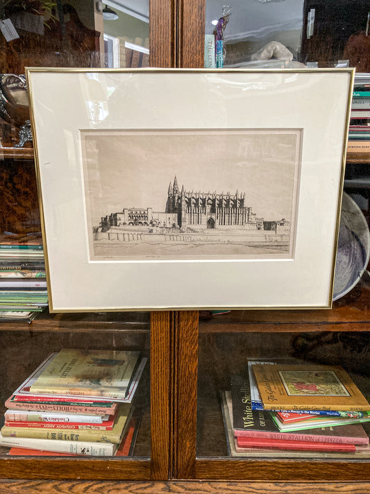 Antique Robert Sargent Austin Palma Cathedral Framed Etching Print