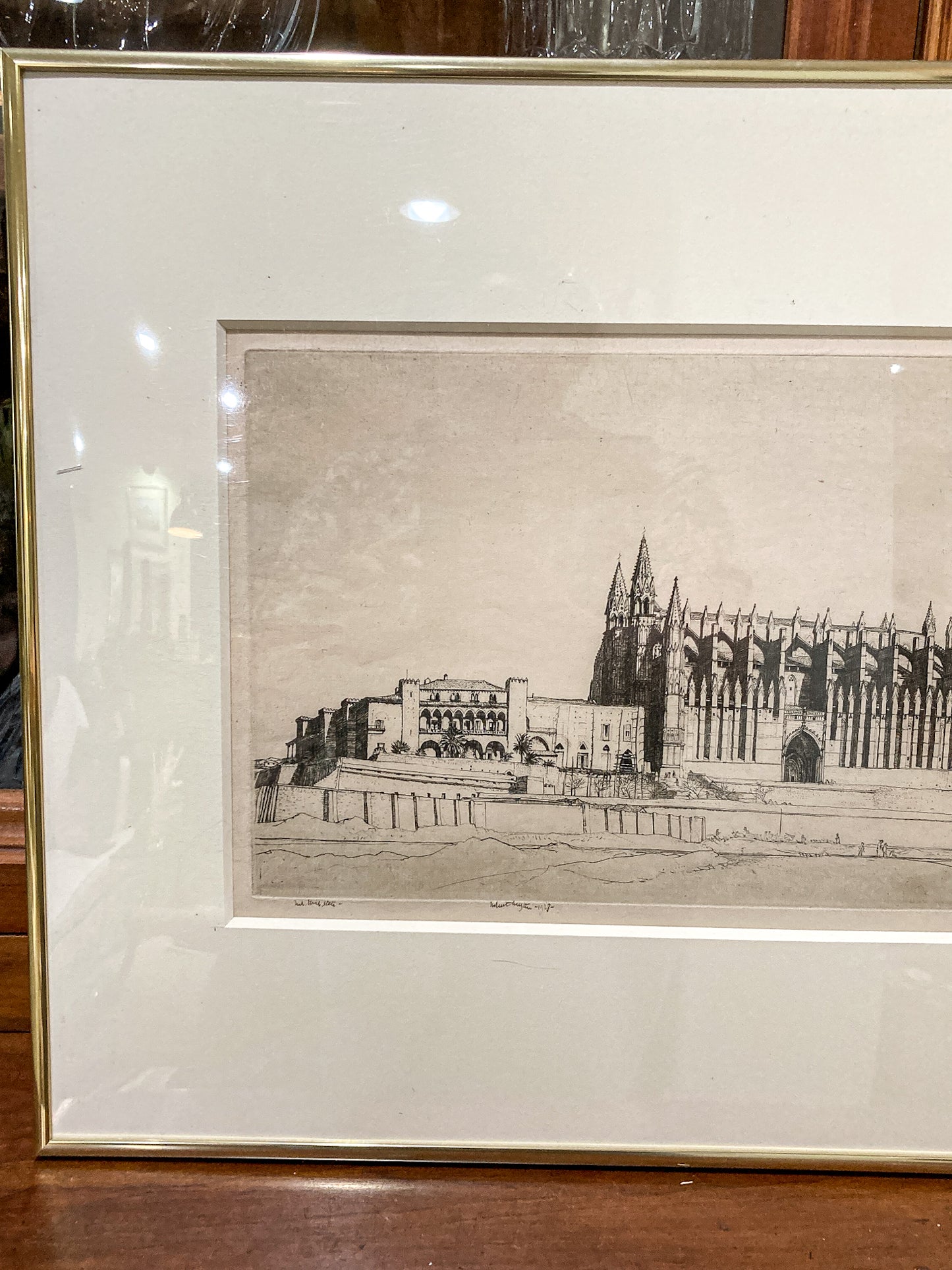 Antique Robert Sargent Austin Palma Cathedral Framed Etching Print