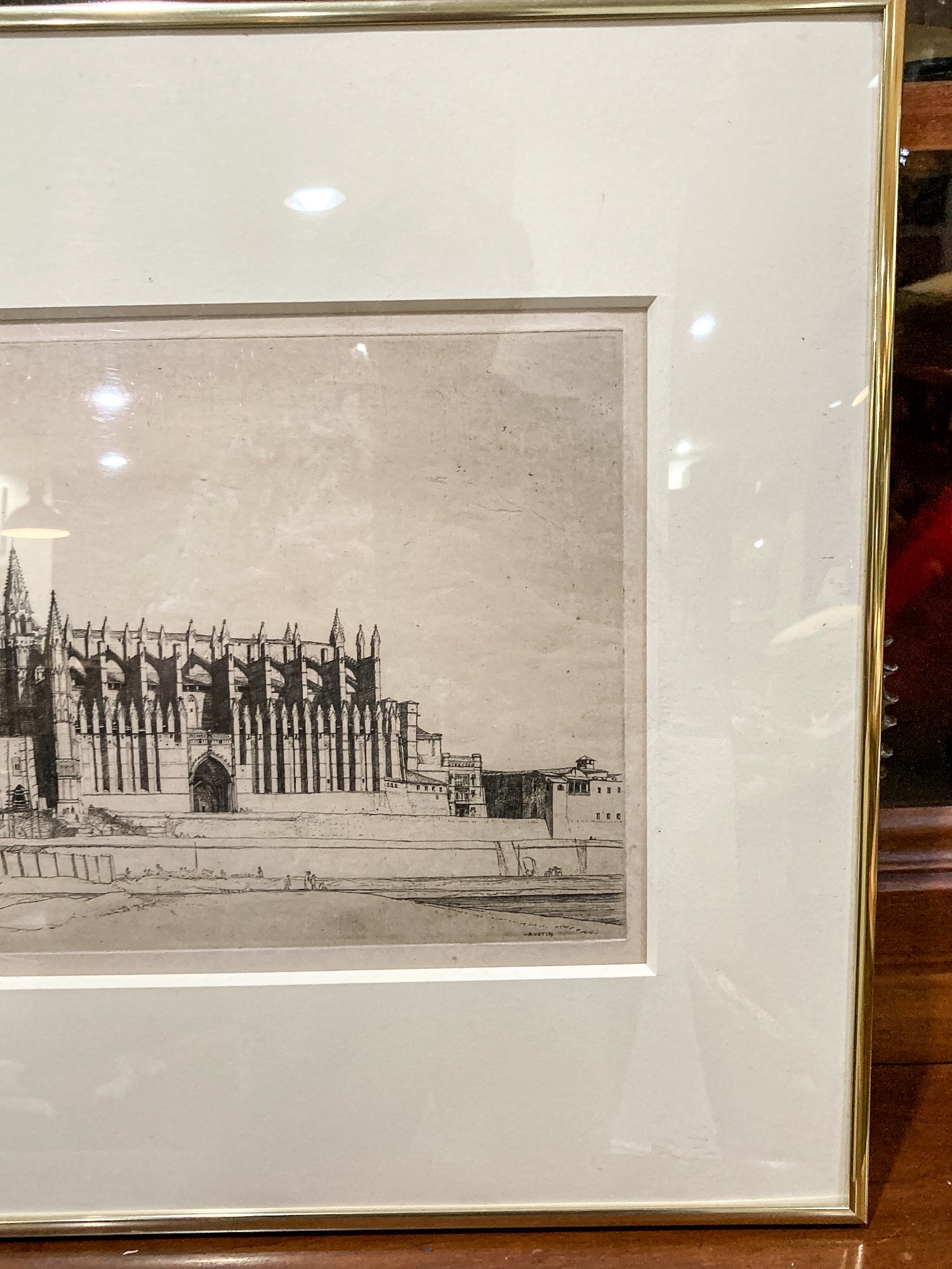 Antique Robert Sargent Austin Palma Cathedral Framed Etching Print