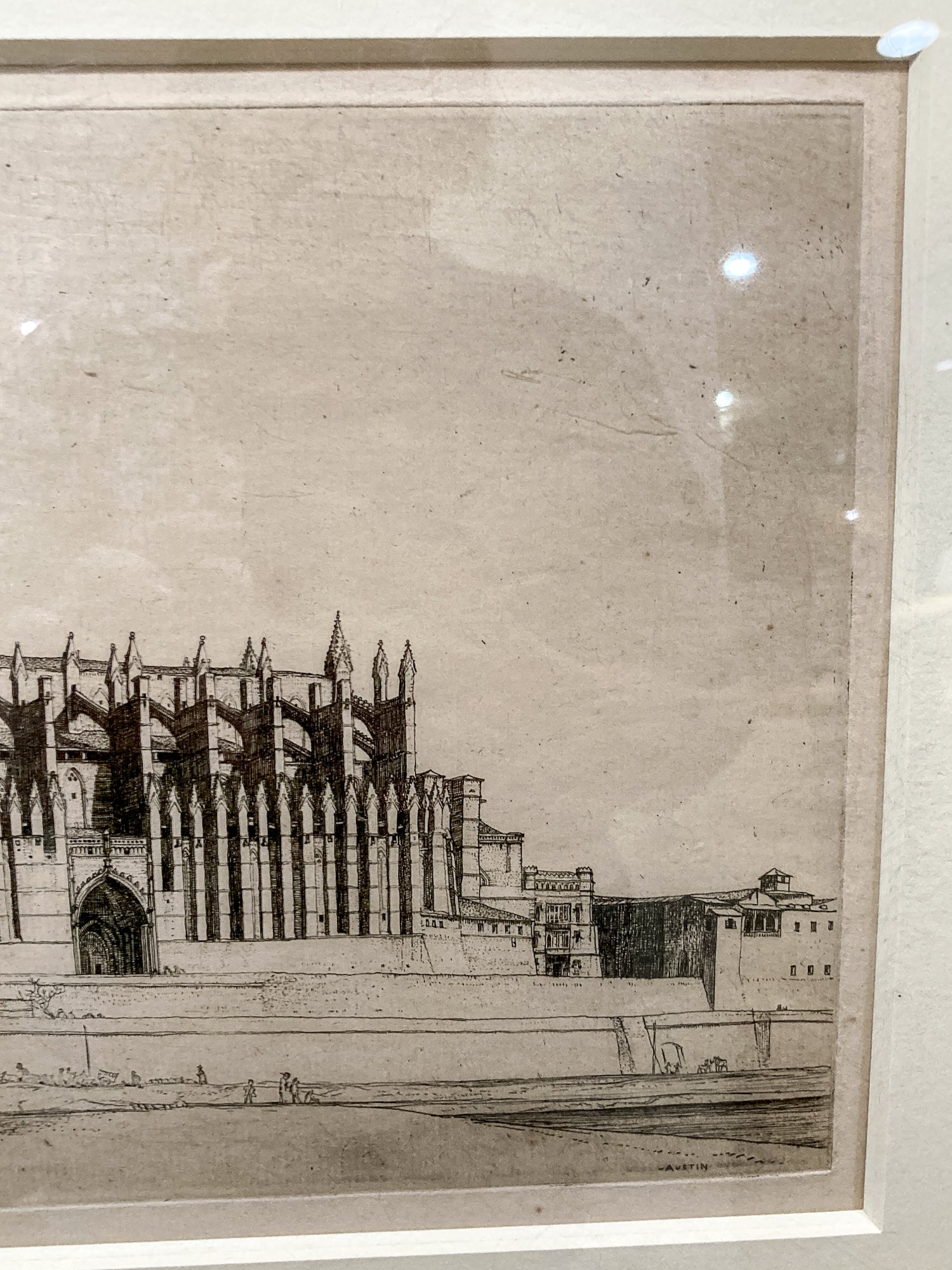 Antique Robert Sargent Austin Palma Cathedral Framed Etching Print