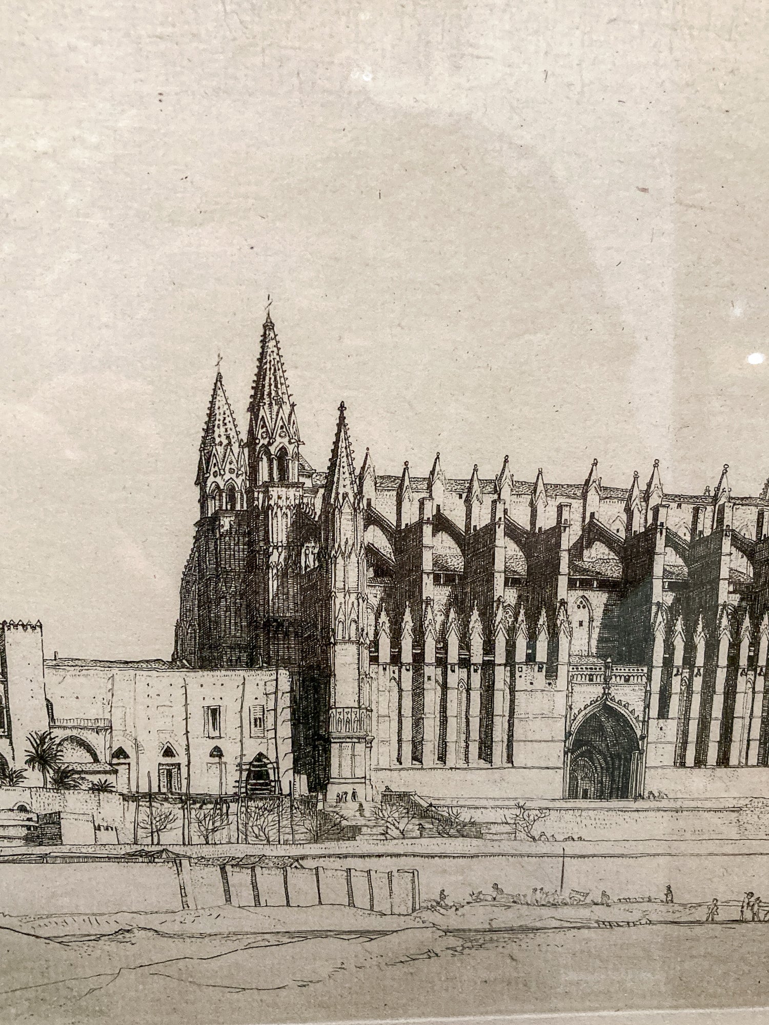 Antique Robert Sargent Austin Palma Cathedral Framed Etching Print