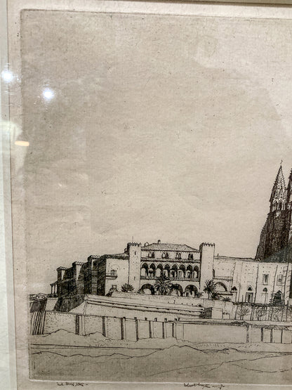 Antique Robert Sargent Austin Palma Cathedral Framed Etching Print