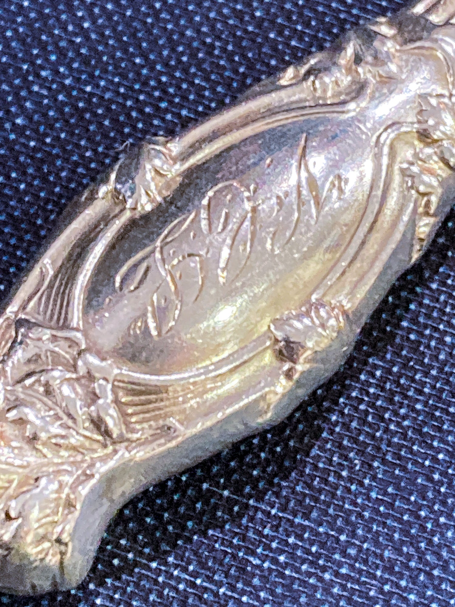 Vintage Silver Engraved Repoussé Handle Cheese Knife Server