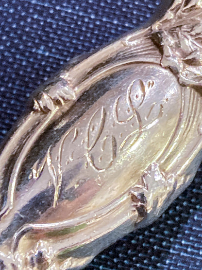 Vintage Silver Engraved Repoussé Handle Cheese Knife Server