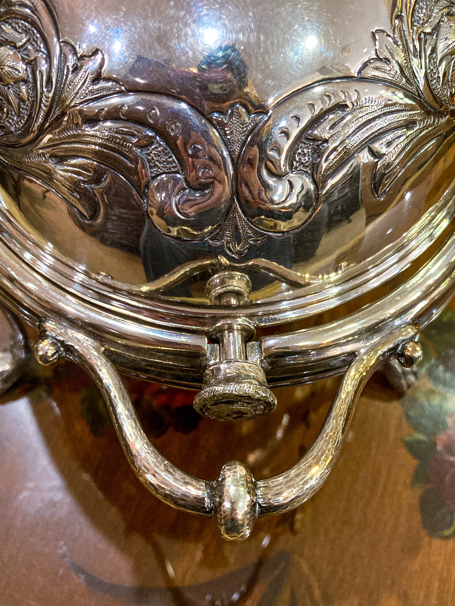 Antique Silver-Plated Domed Roll-Top Revolving Claw Footed Serving Dish