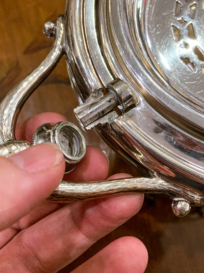 Antique Silver-Plated Domed Roll-Top Revolving Claw Footed Serving Dish
