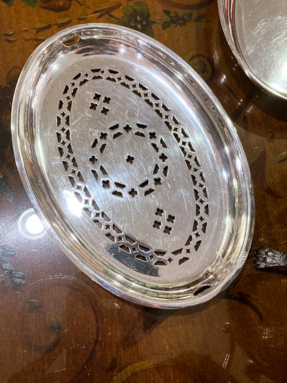 Antique Silver-Plated Domed Roll-Top Revolving Claw Footed Serving Dish