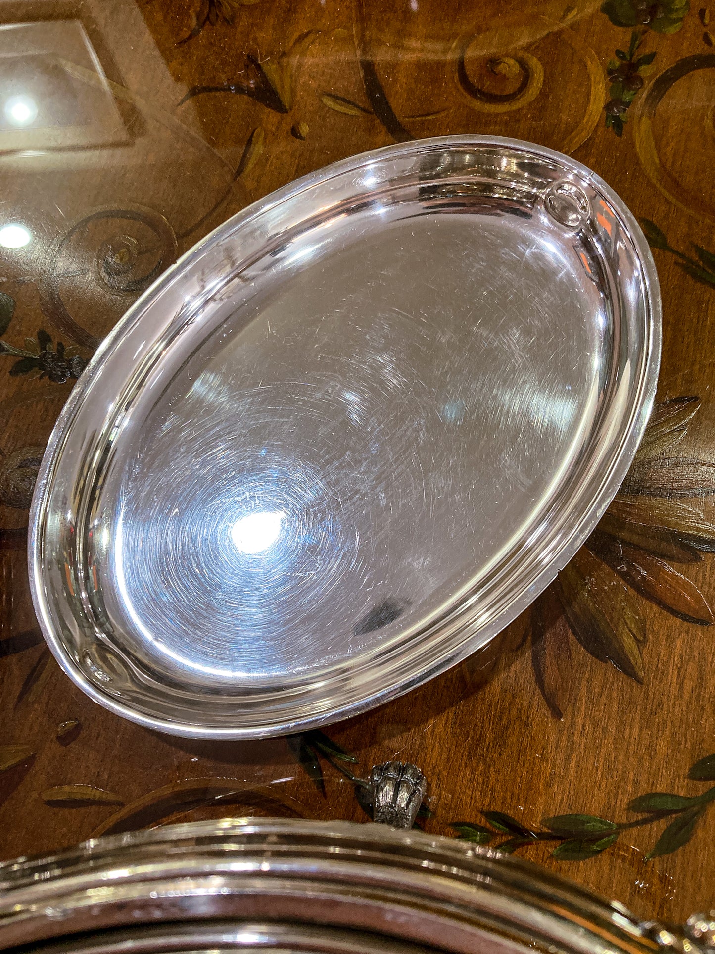 Antique Silver-Plated Domed Roll-Top Revolving Claw Footed Serving Dish
