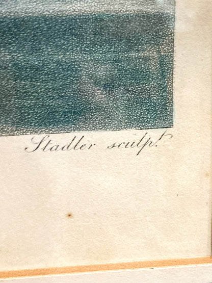 Antique Stadler 1804 The Blue Egyptian Water Lily Framed Color Aquatint Print