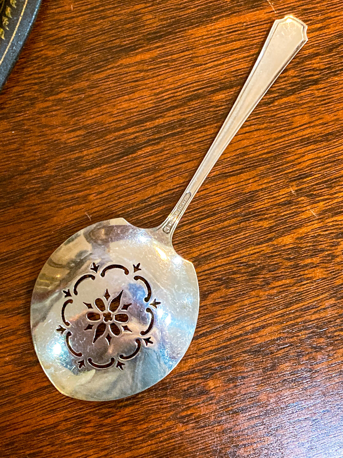 Antique Sterling Silver Engraved Tomato Serving Spoon