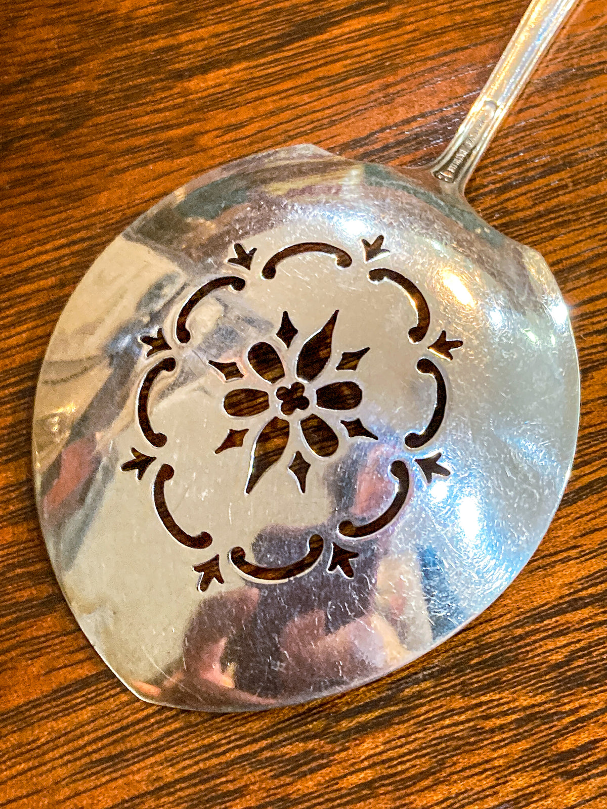 Antique Sterling Silver Engraved Tomato Serving Spoon