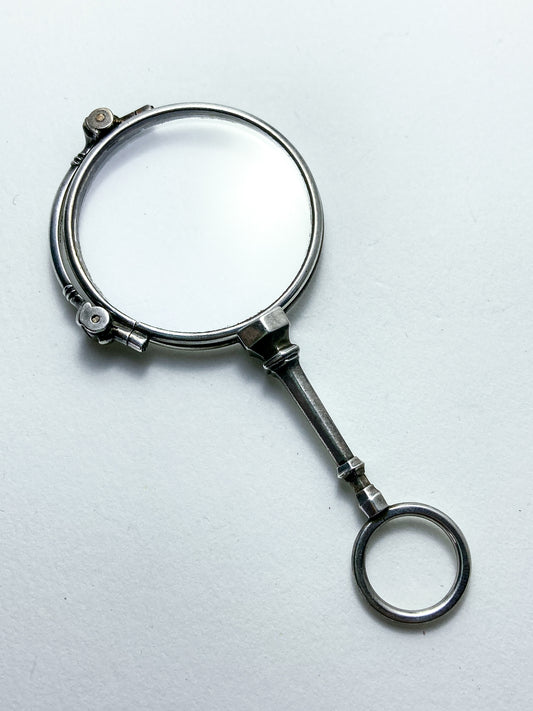 Antique Sterling Silver Lorgnettes Foldable Magnifying Reading Glasses