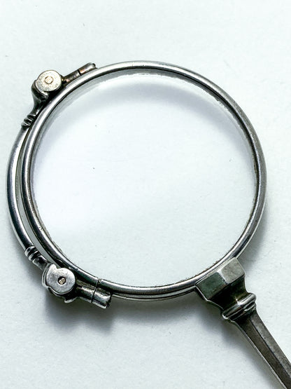 Antique Sterling Silver Lorgnettes Foldable Magnifying Reading Glasses