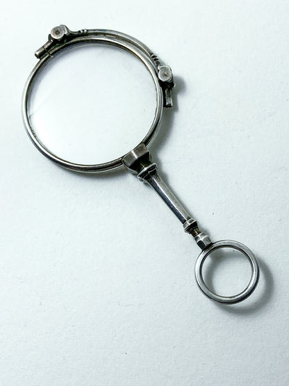Antique Sterling Silver Lorgnettes Foldable Magnifying Reading Glasses