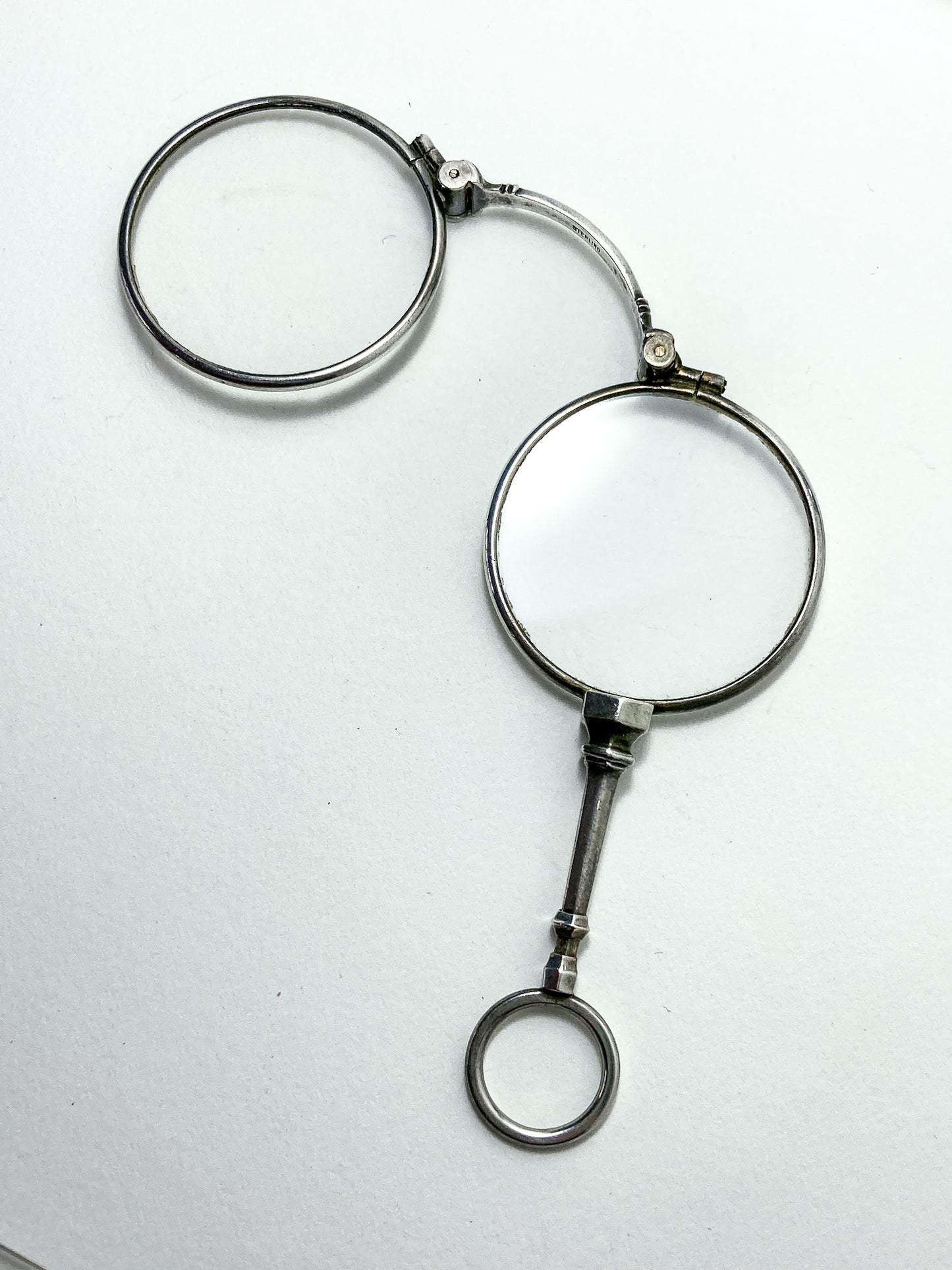 Antique Sterling Silver Lorgnettes Foldable Magnifying Reading Glasses