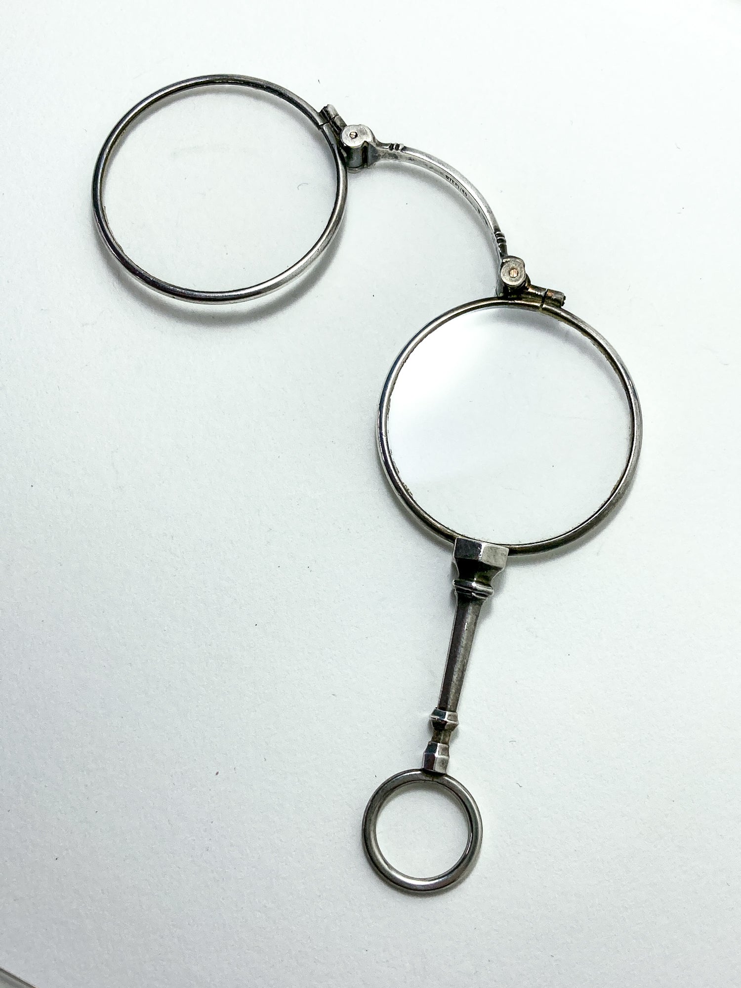Antique Sterling Silver Lorgnettes Foldable Magnifying Reading Glasses