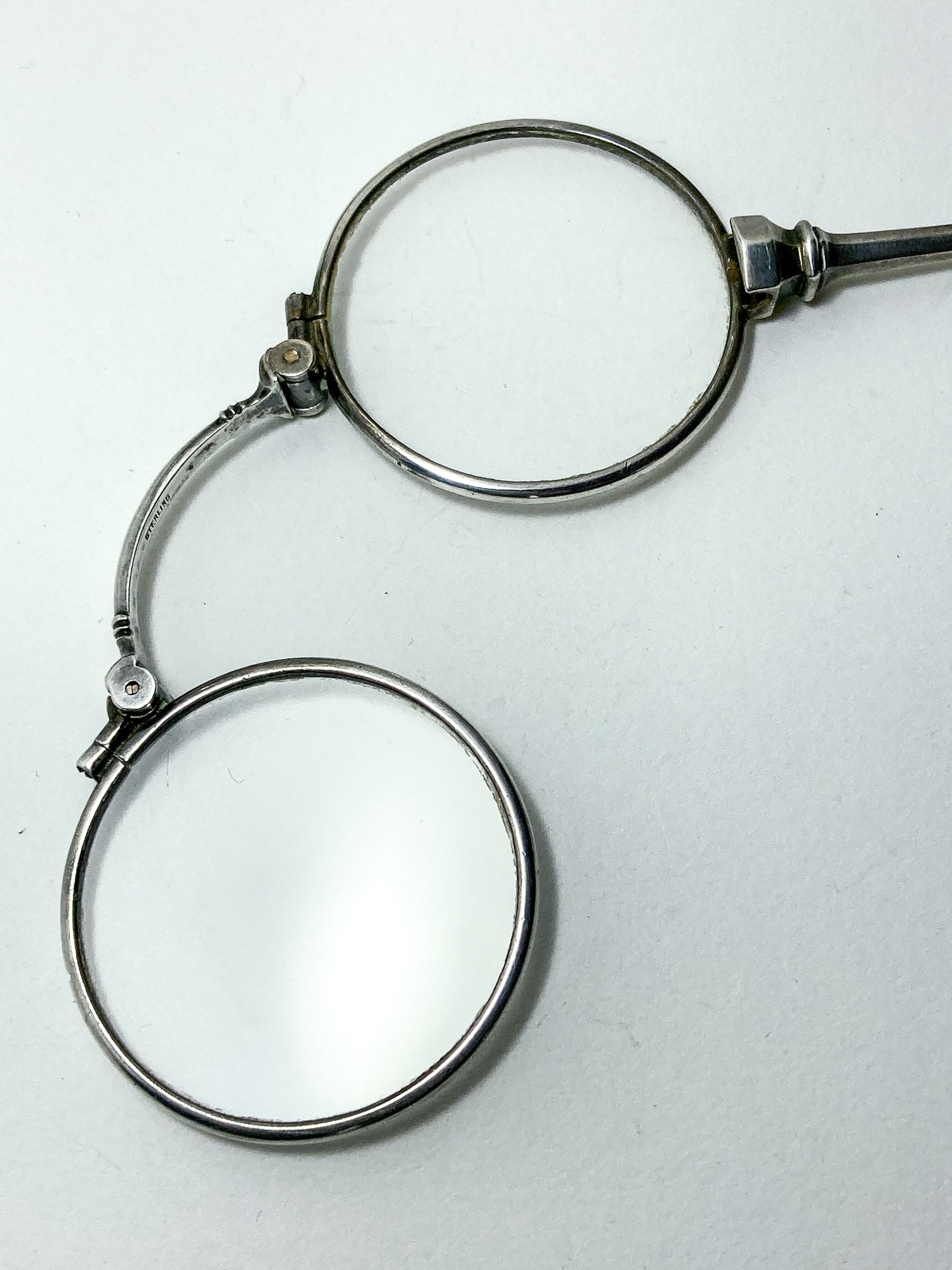 Antique Sterling Silver Lorgnettes Foldable Magnifying Reading Glasses
