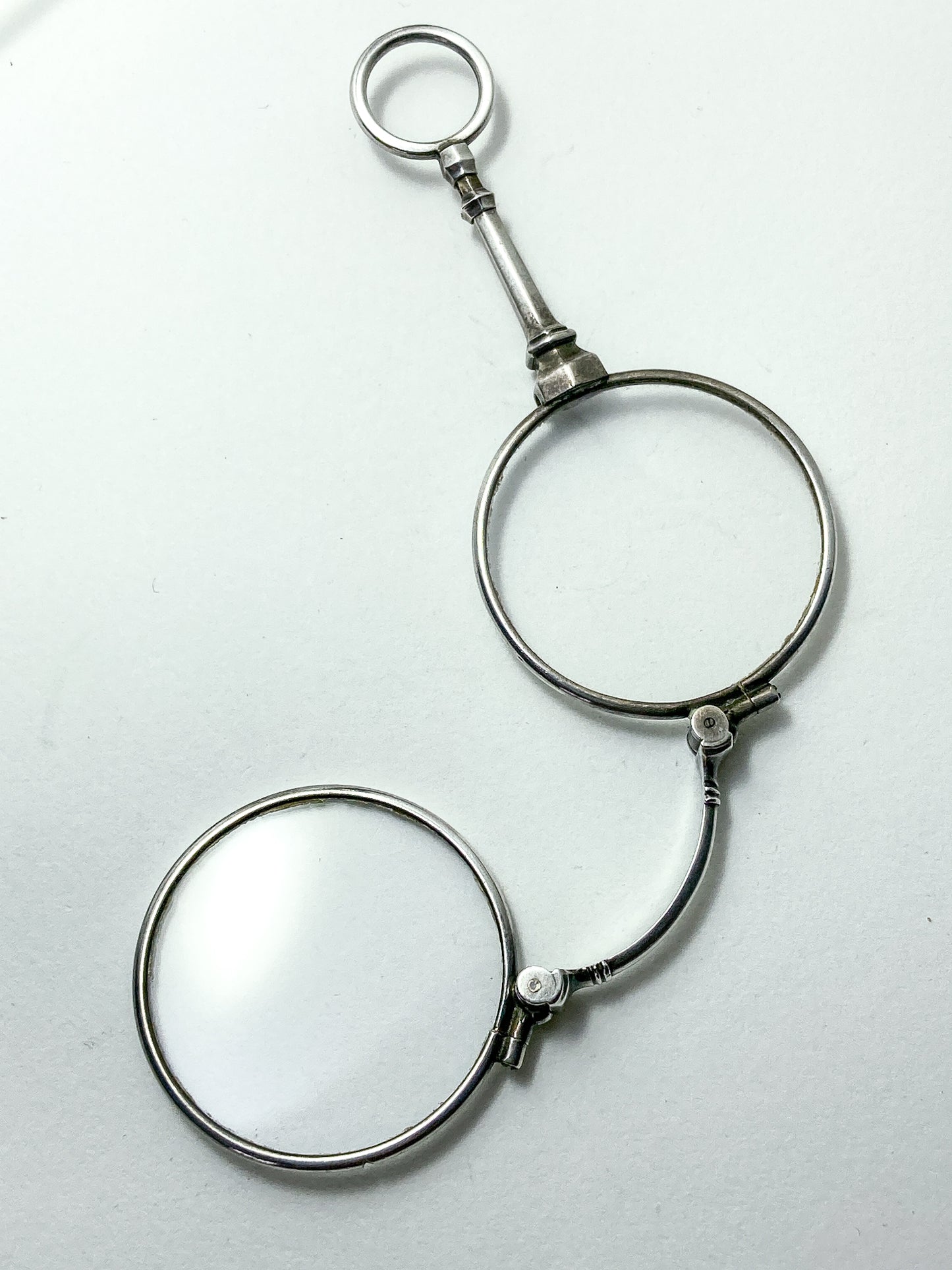 Antique Sterling Silver Lorgnettes Foldable Magnifying Reading Glasses