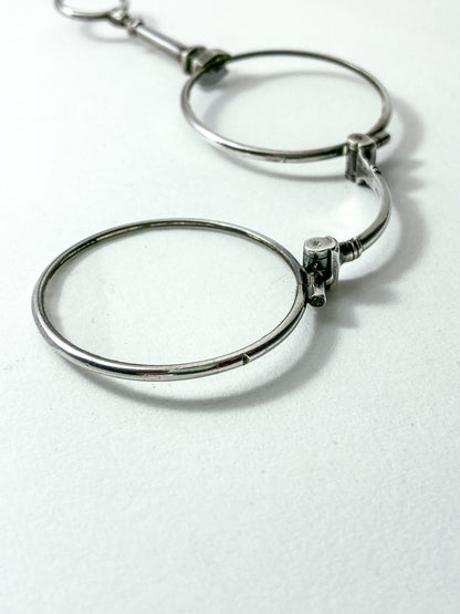 Antique Sterling Silver Lorgnettes Foldable Magnifying Reading Glasses