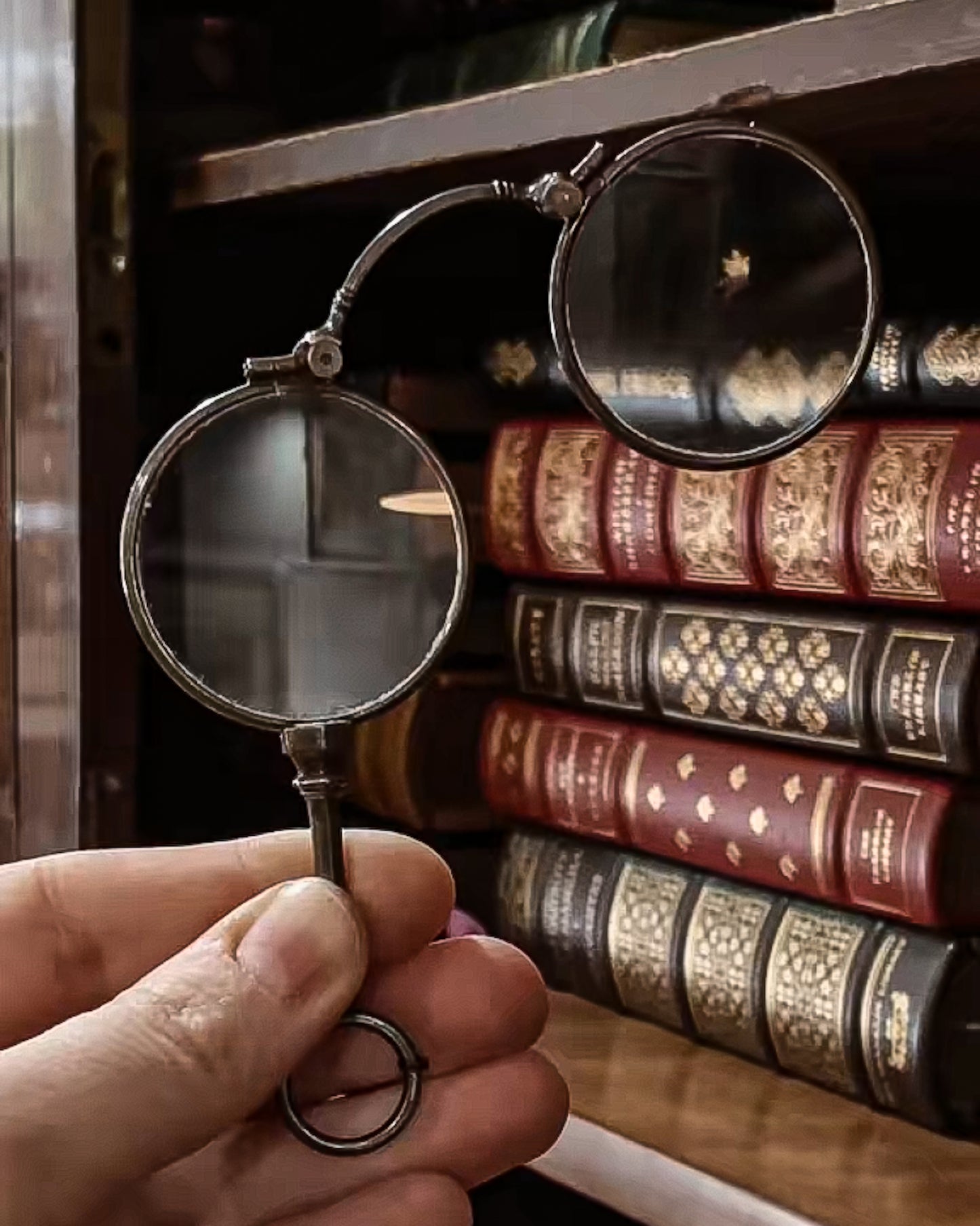 Antique Sterling Silver Lorgnettes Foldable Magnifying Reading Glasses