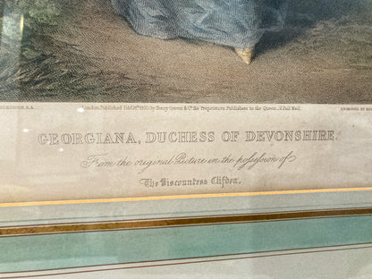 Antique Thomas Gainsborough Framed Aquatint Print of Georgiana Cavendish Duchess of Devonshire