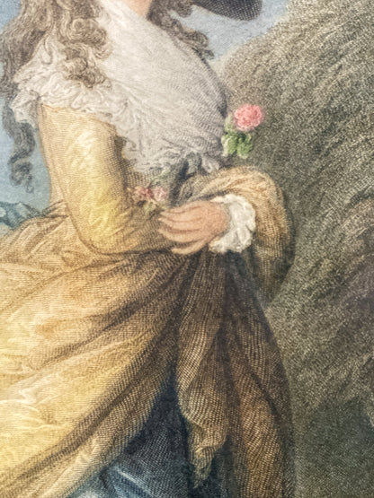 Antique Thomas Gainsborough Framed Aquatint Print of Georgiana Cavendish Duchess of Devonshire