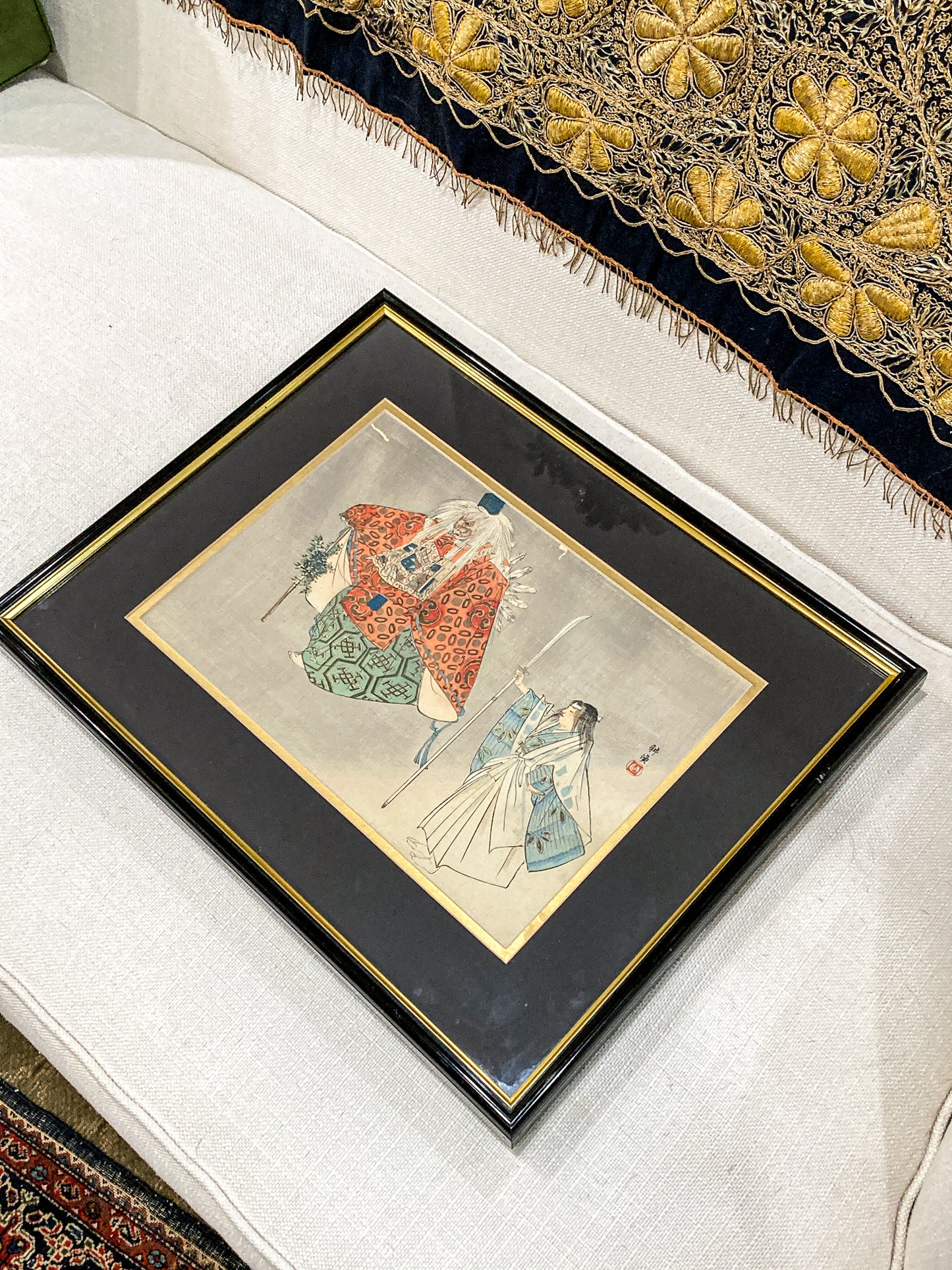 Tsukioka Kogyo (1869-1927) The Goblin of Kurama Framed Japanese Wood Block Print